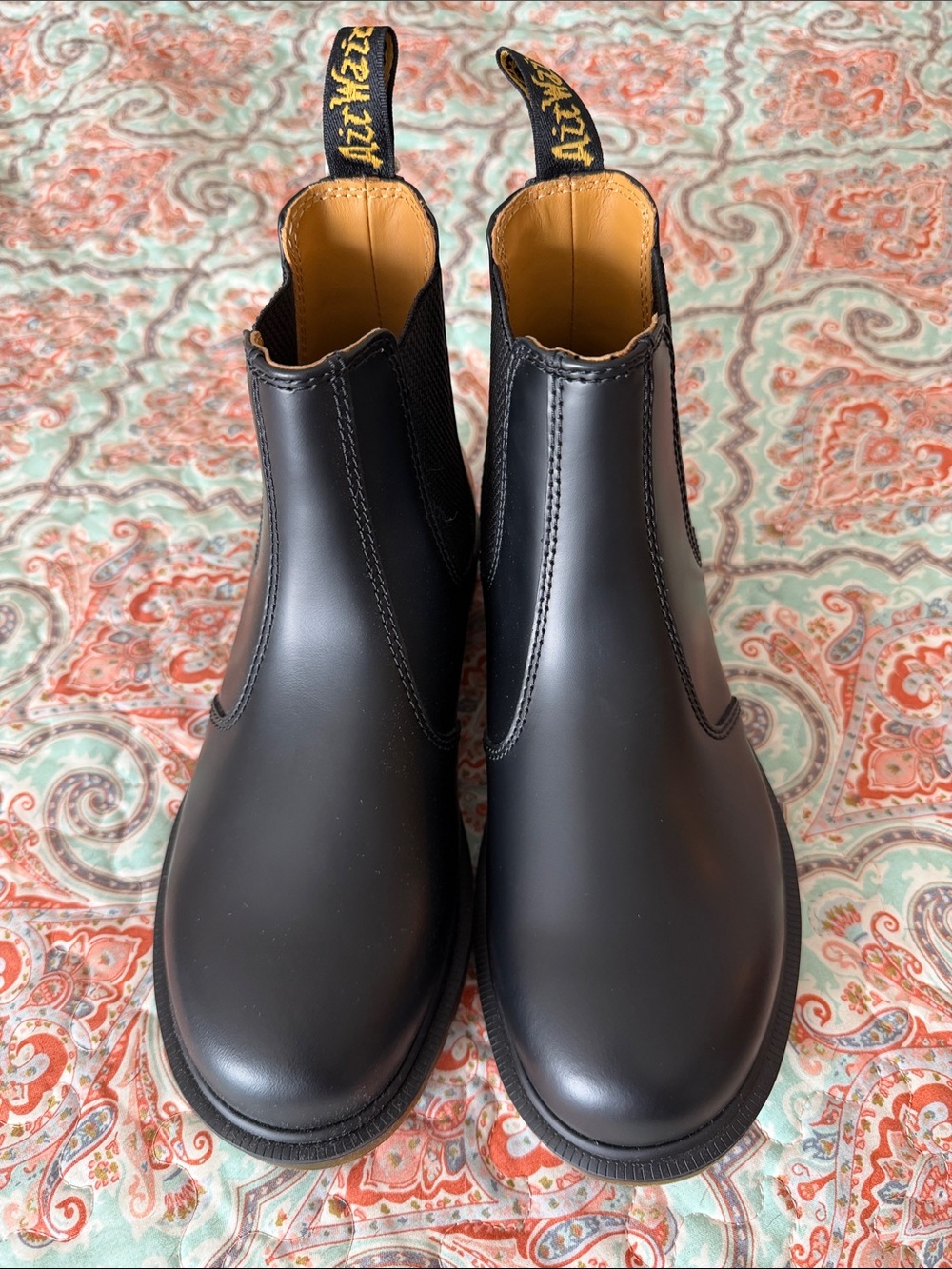 Dr. Martens Black Chelsea Boots with Tan Pull Tabs - Picture 2 of 7